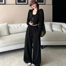 批发实拍实价~ 云朵卫衣系列280G莱赛尔灰色短款连帽卫衣休闲<b class='q'>裤</b>套装女
