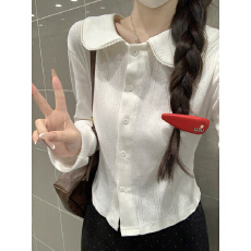 批发实拍实价 秋季<b class='q'>韩版</b>气质温柔娃娃领甜美减龄长袖开衫T恤打底上衣女
