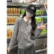 批发实拍实价 秋冬韩版<b class='q'>宽松</b>减龄麻花刺绣v领北极绒内搭针织衫打底毛衣