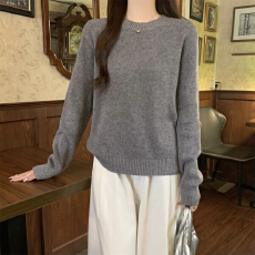 批发实拍实价 秋冬韩版圆领气质百搭厚安迪绒针织衫打底毛衣上衣女