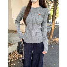 批发实拍实价 秋冬韩版麻花刺绣圆领<b class='q'>北极</b><b class='q'>绒</b>修身内搭打底针织衫毛衣女