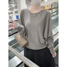 批发实拍实价 秋冬韩版慵懒蝙蝠袖羊绒磨毛圆领内搭<b class='q'>长袖</b>T恤打底衫上衣