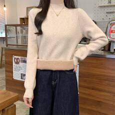 批发实拍实价 秋冬<b class='q'>韩版</b>一体绒软糯半高领<b class='q'>针织衫</b>安迪绒加厚打底衫上衣