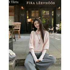 批发实拍实价 秋冬韩版慵懒<b class='q'>宽松</b>堆堆领蝙蝠袖安迪绒针织衫打底女毛衣