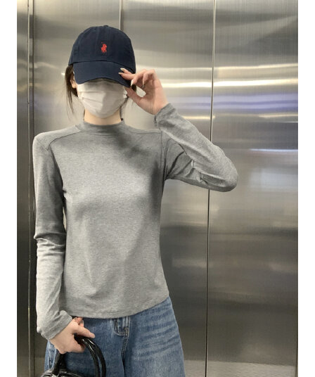실사 정가 가을 겨울 한국 스타일 라운드 넥 다용도 기초 삽입 어깨 슬림해 보이는 인사이드 가져 가라. 만나는 티셔츠 긴팔 맨위