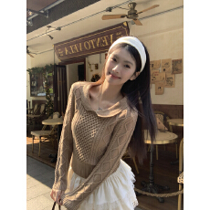 批发实拍实价 <b class='q'>秋</b>冬韩版娃娃领老钱风麻花减龄安迪绒针织衫内搭毛衣