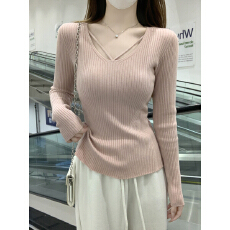 批发实拍实价 秋冬韩版气质纯欲v领设计修身显瘦安迪绒针织衫打底毛衣