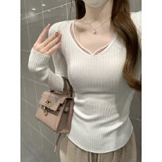 批发实拍实价 秋冬韩版气质纯欲v领设计修身收腰安迪绒针织衫打底毛衣