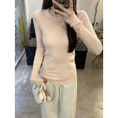 批发实拍实价 秋冬<b class='q'>韩版</b>圆领正肩修身简约百搭安迪绒针织衫打底毛衣