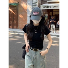 批发实拍实价 春夏韩版修身辣妹插肩圆领纯色休闲内搭显瘦<b class='q'>短袖</b>T恤上衣