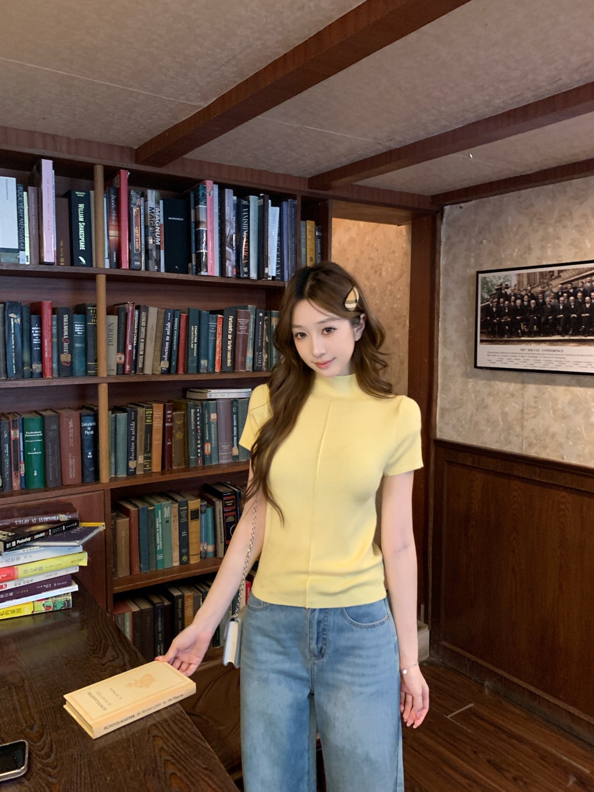 실사 정가 여름 한국 스타일 몸매 가꾸기 반하이넥 생선뼈 슬림해 보이는 단색 다용도 니트 스웨터 반팔 맨위