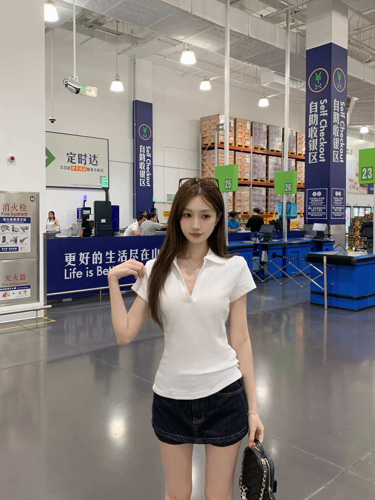 실사 정가 여름 한국 스타일 V넥 긍정적 인 어깨 POLO 칼라 단색 품격 다용도 반팔 티셔츠 맨위