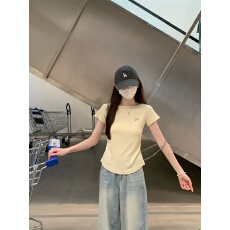 批发实拍实价 夏季韩版修身褶皱收腰显瘦气质百搭短袖<b class='q'>T</b><b class='q'>恤</b>上衣