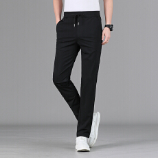 批发夏季冰丝薄款休闲裤男士商务免烫透气弹力直筒新款宽松男装长裤子