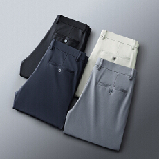 批发跨境夏季薄款<b class='q'>西裤</b>休闲裤<b class='q'>男士</b>商务免烫透气弹力直筒新款宽松长裤