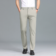 批发跨境夏季薄款<b class='q'>西裤</b>休闲裤<b class='q'>男士</b>商务免烫透气弹力直筒新款宽松长裤