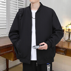 批发春秋新款男<b class='q'>休闲</b>夹克时尚简约纯色潮流<b class='q'>商务</b>棒球领外套青年户外上衣