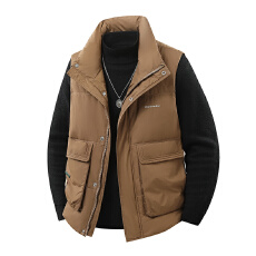 批发跨境直播新国标高品质潮牌无袖立领羽绒马甲<b class='q'>男士</b>户外运动保暖外套