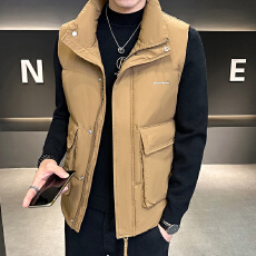 批发跨境直播爆款潮牌冬季无袖立领羽绒马甲<b class='q'>男士</b>新国标高品质保暖外套