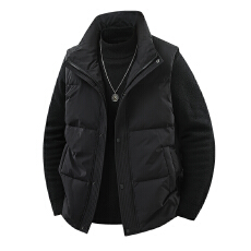 批发跨境<b class='q'>男士</b>白鸭绒户外运动无袖立领羽绒服马甲外套直播爆款上衣坎肩