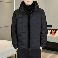 批发跨境高品质国标90白鸭绒2025冬男士轻薄款连帽保暖羽绒服上衣外套
