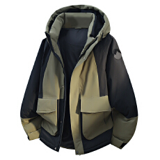 批发秋冬短款羽绒服情侣拼接连帽光板潮流<b class='q'>时尚</b>爆款工装上衣90白鸭绒