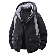 批发秋冬短款羽绒服情侣拼接连帽光板潮流<b class='q'>时尚</b>爆款工装上衣#90%白鸭绒