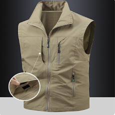 批发大码春秋新款<b class='q'>男</b>士马甲户外休闲运动中青年立领透气速干坎肩外套