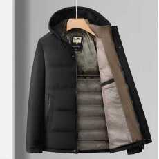 批发跨境冬季男士连帽<b class='q'>棉衣</b>加厚外套保暖棉服超声波牙刷防寒中老年上衣