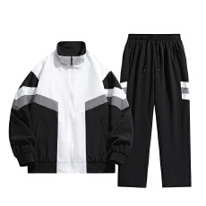 跨境春秋青年针织运动套装男士夹克休闲纯棉卫衣外套情侣款两件套