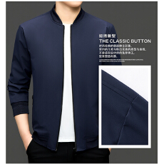 跨境男士休闲夹克春秋新款高档棒球领商务夹克衫中年帅气爸爸外套