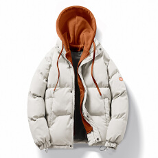 跨境假两件冬季新款男棉服韩版潮流舒适百搭外套防寒连帽加厚棉衣