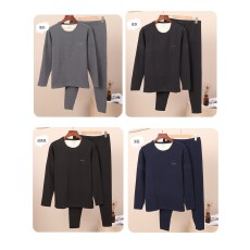 批发实体高品质跨境秋冬男士羊绒蚕丝高弹贴身保暖内衣圆领打底两套装