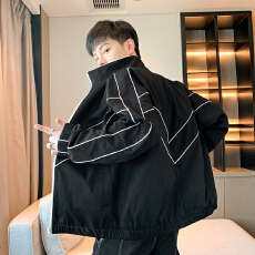 跨境高品质春秋季夹克外套男休闲外套情侣款潮牌宽松百搭夹克外套