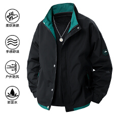 批发跨境潮流春秋夹克外套男休闲外套情侣款潮牌宽松百搭立领夹克外套