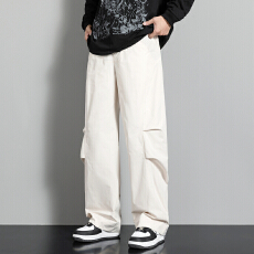 批发跨境男<b class='q'>春</b>秋宽松休闲拼色阔腿长裤高街潮牌防泼水高品质机能冲锋裤