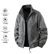 批发跨境2025秋季夹克外套<b class='q'>男</b>士休闲潮流时尚情侣潮牌宽松百搭立领上衣