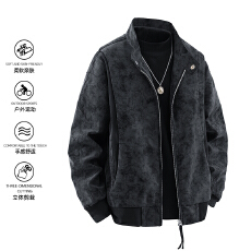 批发跨境2025春秋冬夹克外套<b class='q'>男</b>士休闲情侣款潮牌宽松百搭绒感立领上衣