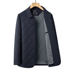 跨境轻薄棉衣男士秋冬新款翻领桑蚕丝棉袄中老年男装棉服爸爸外套