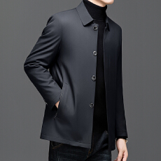 批发跨境高品质男士秋冬潮牌可脱卸美貂毛内胆加绒加厚翻领尼克服<b class='q'>外套</b>