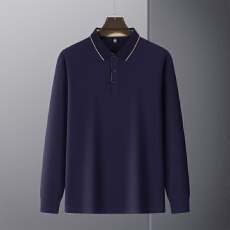 批发高品质春秋新款<b class='q'>男士</b>纯色65棉7A抗菌大珠地长袖t恤商务<b class='q'>休闲</b>polo衫