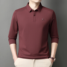 批发春秋冬新款翻领长袖t恤中老年商务<b class='q'>休闲</b>polo衫<b class='q'>男士</b>新装上衣打底衫