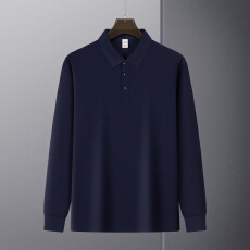 跨境精梳棉男士春秋POLO衫跑量主推纯色商务休闲翻领新款T恤长袖