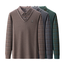 春秋冬男士领Polo衫宽松翻领长袖打底衫中老年爸爸商务休闲上衣