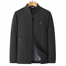 批发春秋冬新款商务行政立领夹克衫男士外套<b class='q'>中老年</b>上衣纯色中年爸爸装