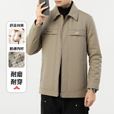 批发跨境新款春秋长袖中年男士夹克水洗棉翻领商务休闲男装<b class='q'>中老年</b>外套