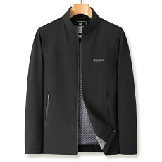 批发<b class='q'>男</b>士秋季立领外套高档商务上衣中年夹克薄款免烫百搭时尚休闲长袖