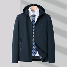 批发跨境春秋冬休闲带帽外套爸爸装夹克耐磨防泼水商务男装<b class='q'>中老年</b>外套