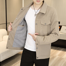 批发跨境秋冬新款休闲商务夹克爸爸装柔软亲肤<b class='q'>中老年</b>翻领商务男装外套