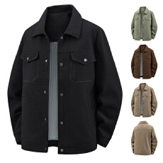 批发跨境秋冬新款休闲商务夹克爸爸装柔软亲肤<b class='q'>中老年</b>翻领商务男装外套